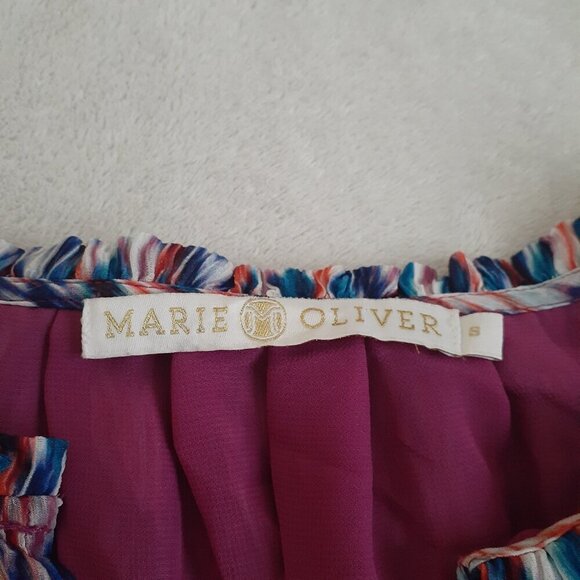 Marie Oliver Women's Size S Multicolor Southwest Print Silk Blend Crepe Blouse - Picture 6 of 12